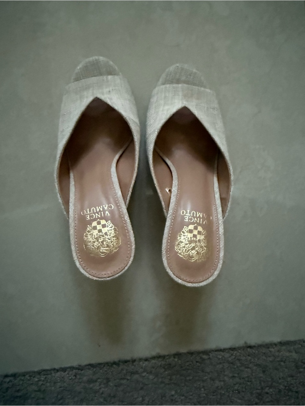 Vince Camuto Natural Beige Linen Slide Mules